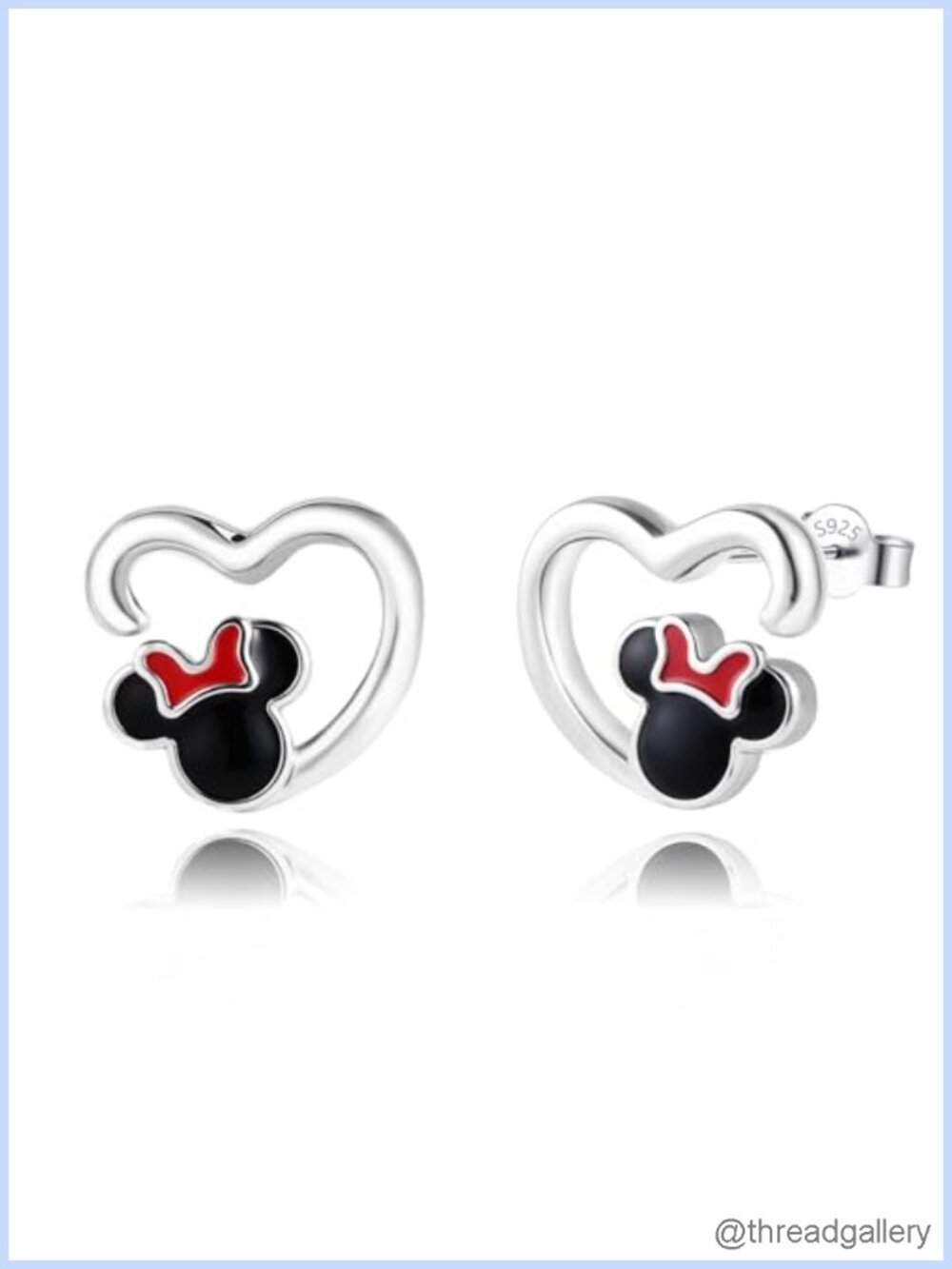 Sterling Silver Heart Mouse Stud Earrings Hypoallergenic Cute Animal Jewelry